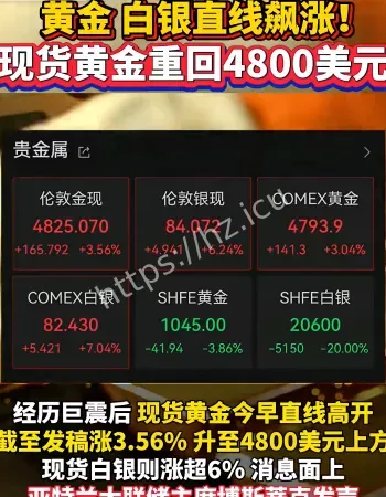 国际金银价格反弹